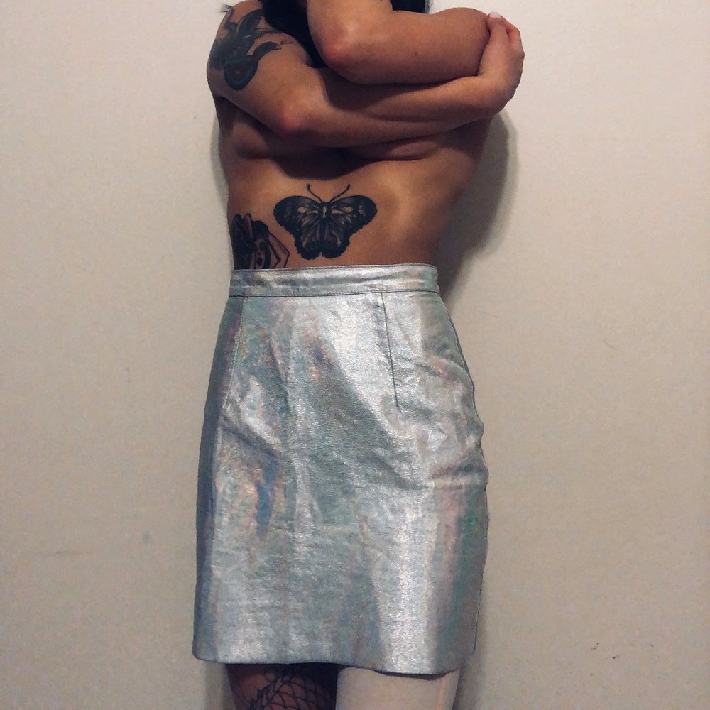 American Apparel USA Holographic Leather Skirt